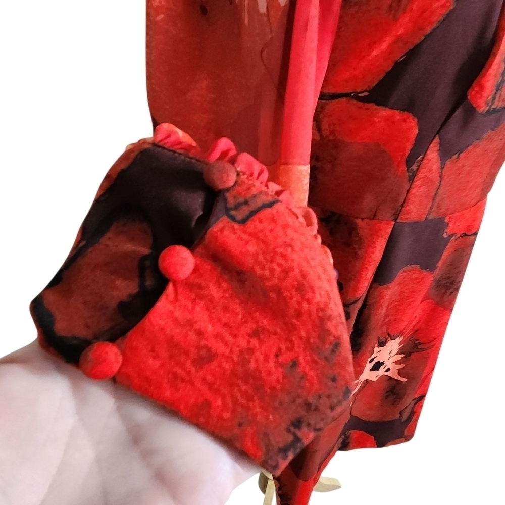Anthropologie Hutch Poppy Puffed Sleeve Red Mini Dress, Sz 12 - Picture 5 of 9